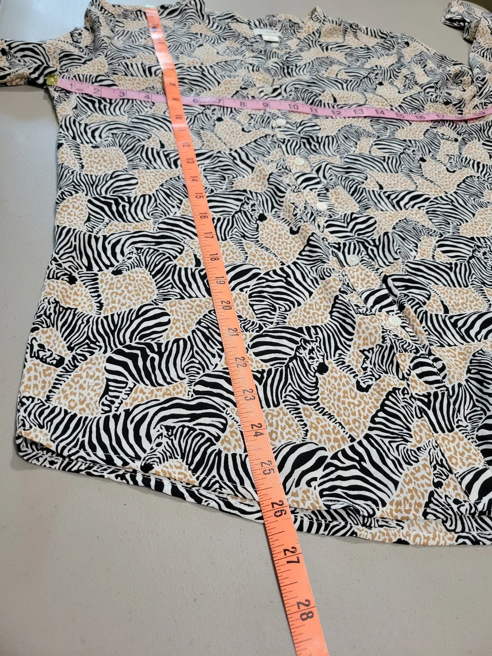 J. Crew Black and Cream Zebra Print Button-Front Shirt